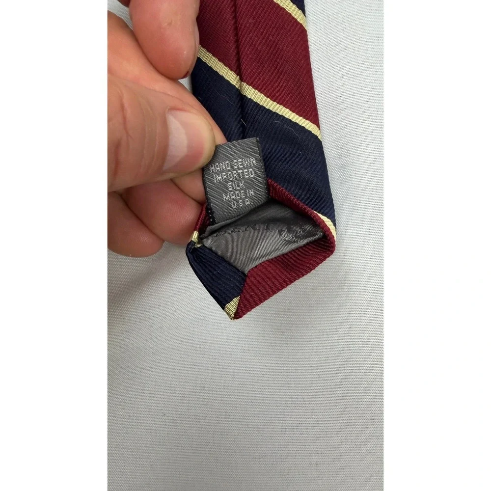 Robert Talbott Necktie Mens OS Burgundy Navy 58x3.75 Kings Dragoon Guards Silk‎